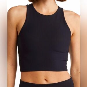 Kyodan Ottoman black crop racerback tank built in bra size XS NWT